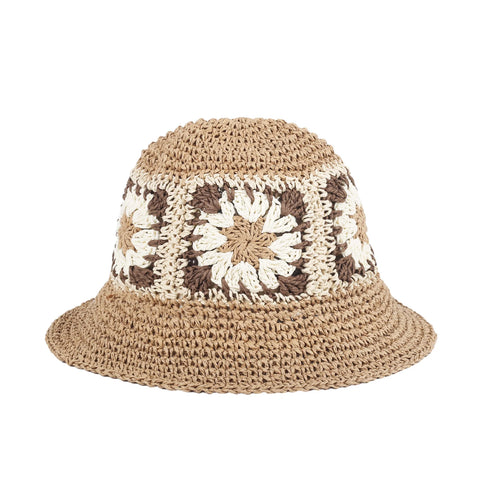 Brown Flower Straw Hat