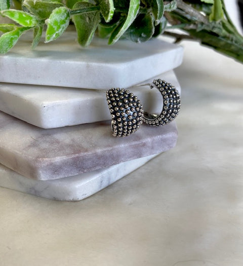 Dotted Half Hoop Studs