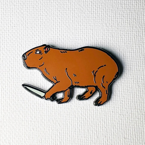 Knife Capybara Pin