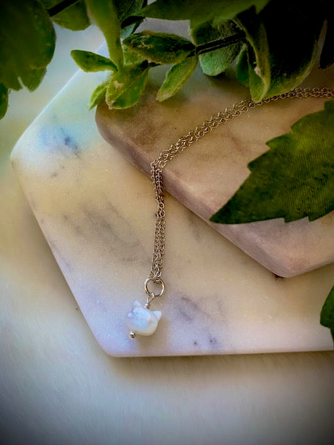 Mother Of Pearl Cat Necklace