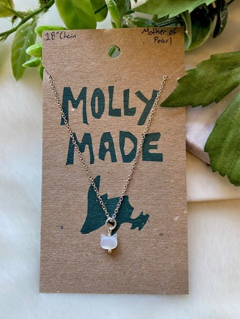 Mother Of Pearl Cat Necklace