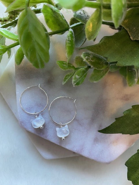 Mother Of Pearl Cat Hoops