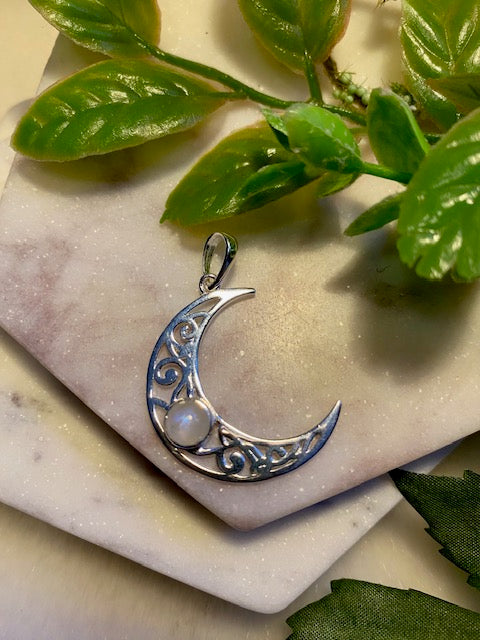 Moonstone Crescent Moon Pendant