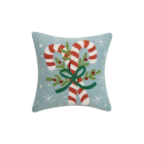 Candy Cane Hooked Pillow
