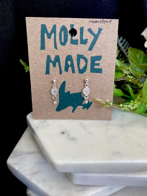 Small Double Moonstone Studs