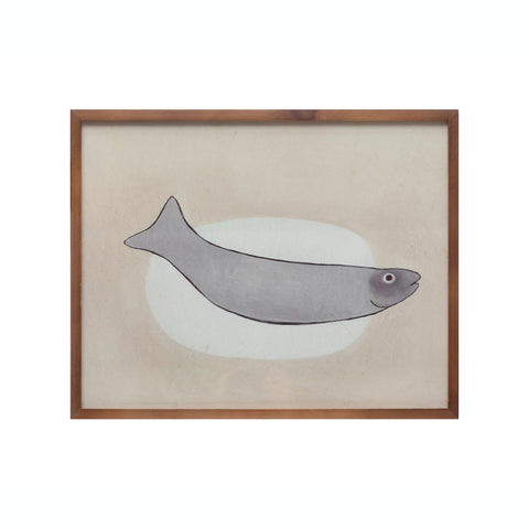 Grey Fish Framed Decor Art