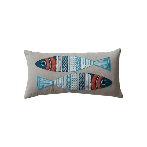 Embroidered Fish Pillow