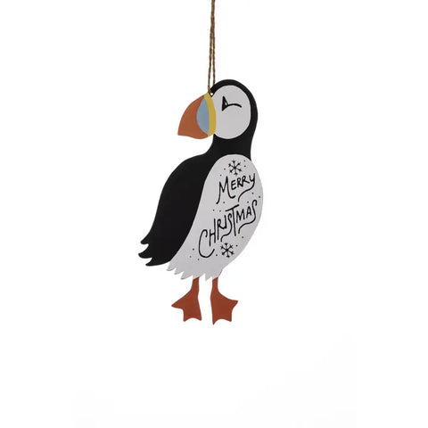 Merry Christmas Puffin Ornament