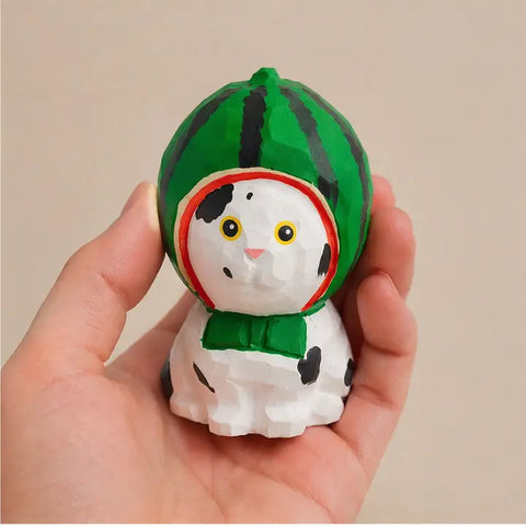 Watermelon Cat Handmade Figurine