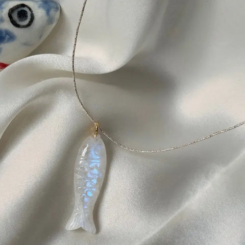 Moonstone Fish Necklace