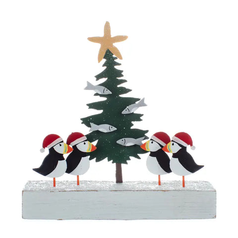 Puffins & Tree Standing Ornament