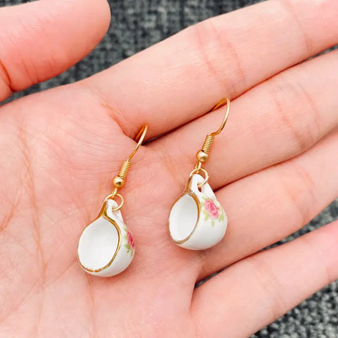Pink Teacup Earrings