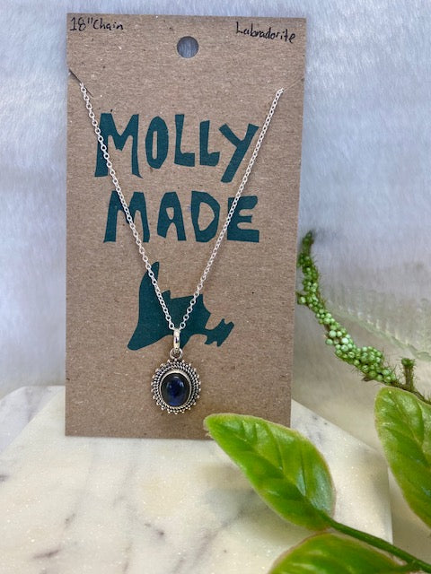 Labradorite With Miligrain Setting Necklace