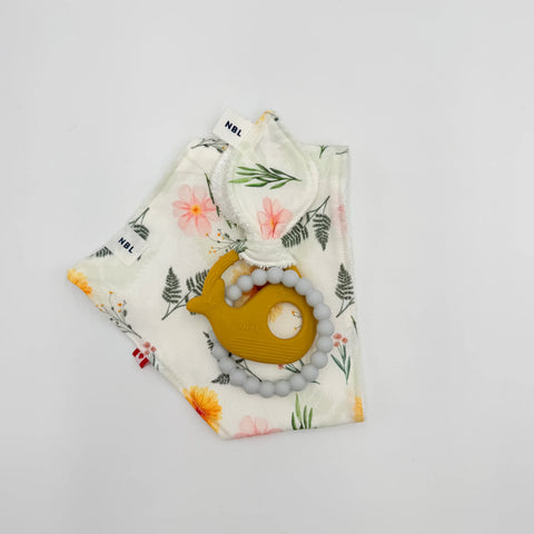 Flowers & Ferns Baby Bib And Teether Gift Set