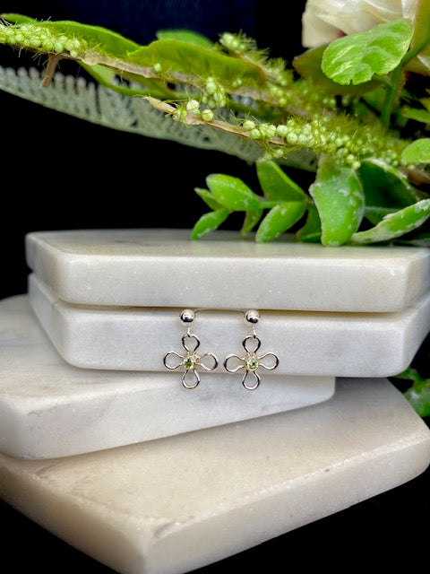 Peridot Flower Studs