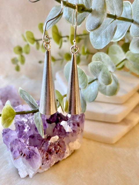 Frosted Cylindrical Dangle Earrings