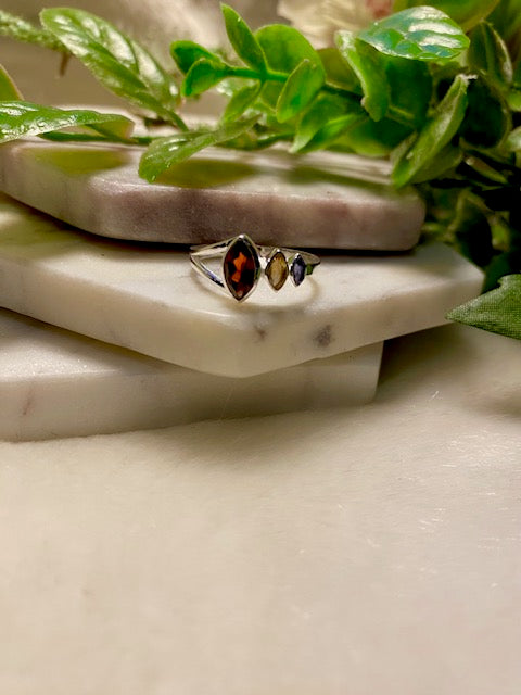 Garnet, Citrine & Amethyst Ring
