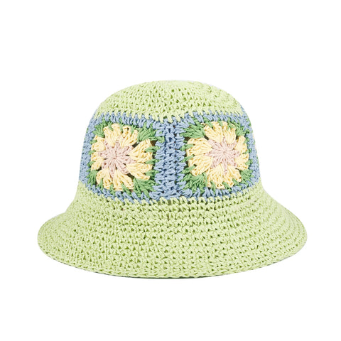 Green Flower Straw Hat