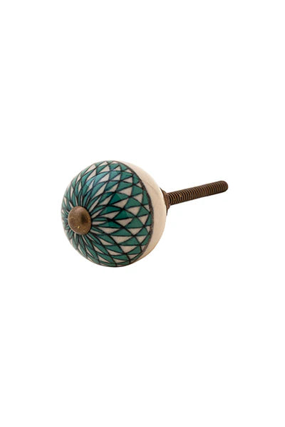 Teal & White Knob