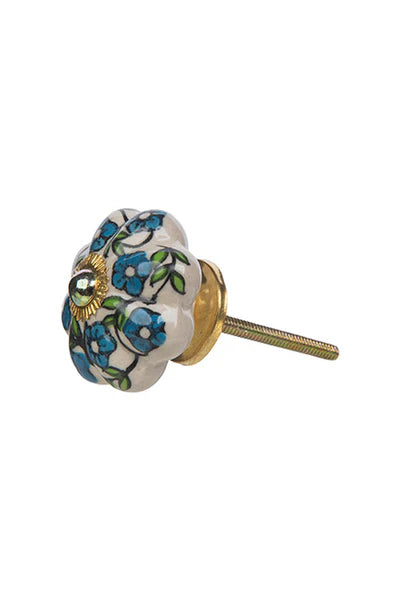 Blue & White Floral Knob