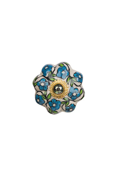 Blue & White Floral Knob