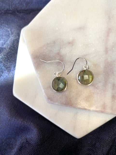 Medium Round Labradorite Earrings