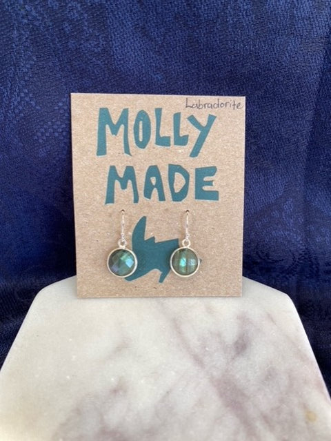 Medium Round Labradorite Earrings