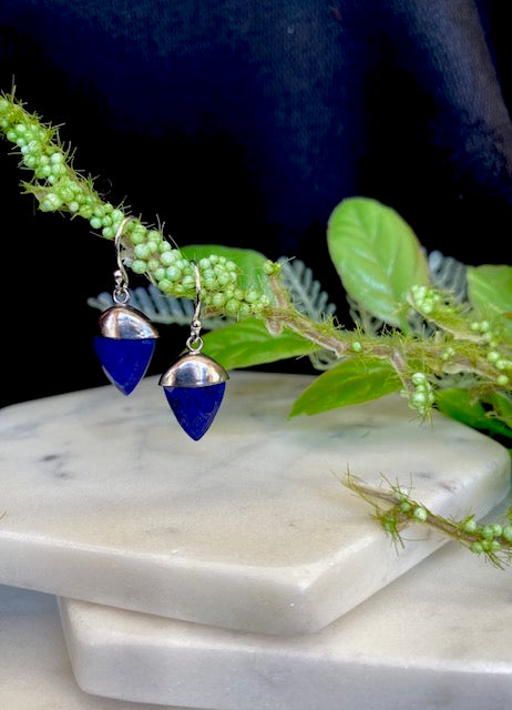 Triangle Lapis Earrings