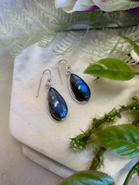Large Labradorite Teardrop Earrings