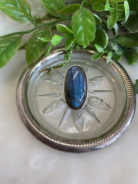 Large Oval Labradorite Ring