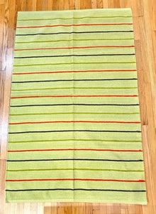 Lime Green Striped Rug