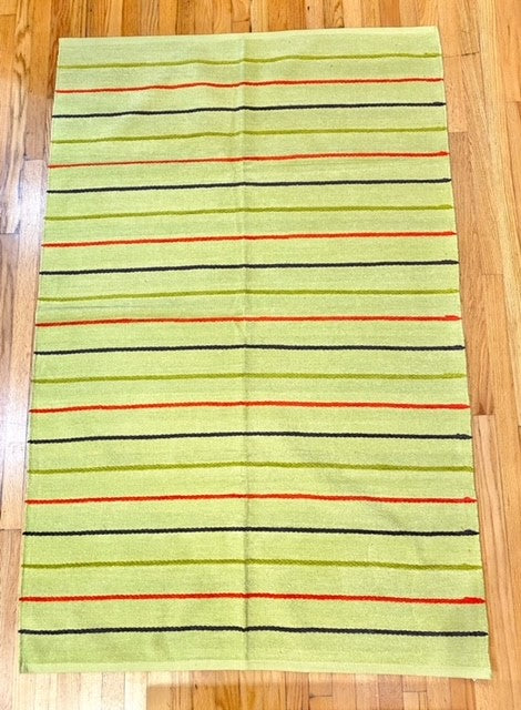 Lime Green Striped Rug