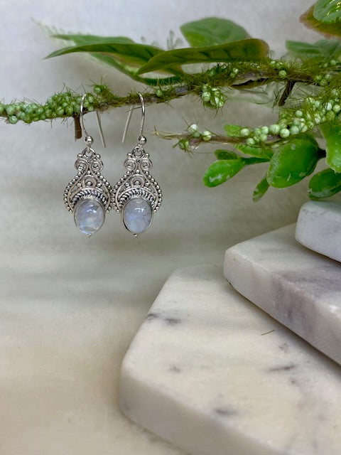 Filigree Moonstone Earrings