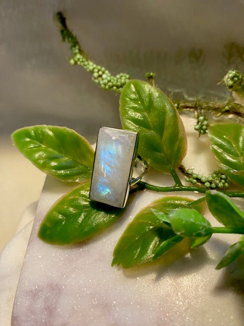Rectangle Moonstone Ring