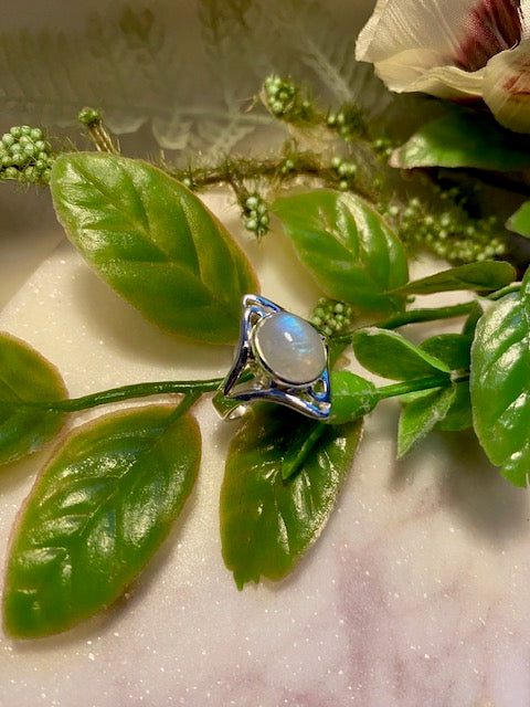 Oval Moonstone In A Diamond Setting