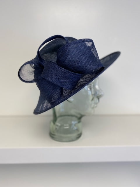Navy Dress Hat With Loops & Bow