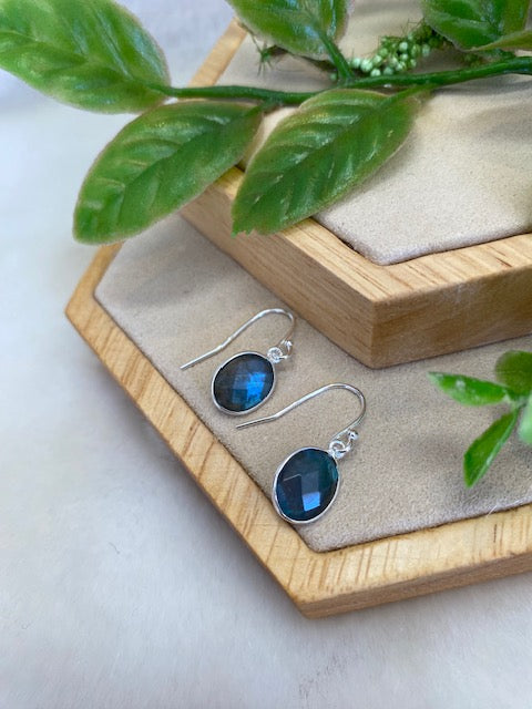 Oval Labradorite Earrings