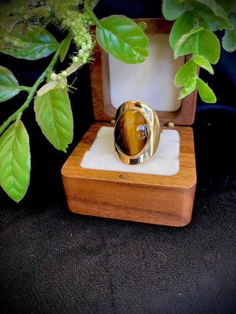 Tiger's Eye Saddle Ring