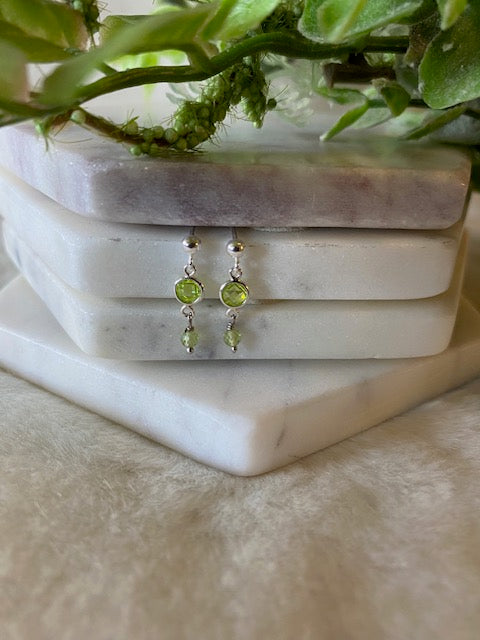 Double Peridot Studs