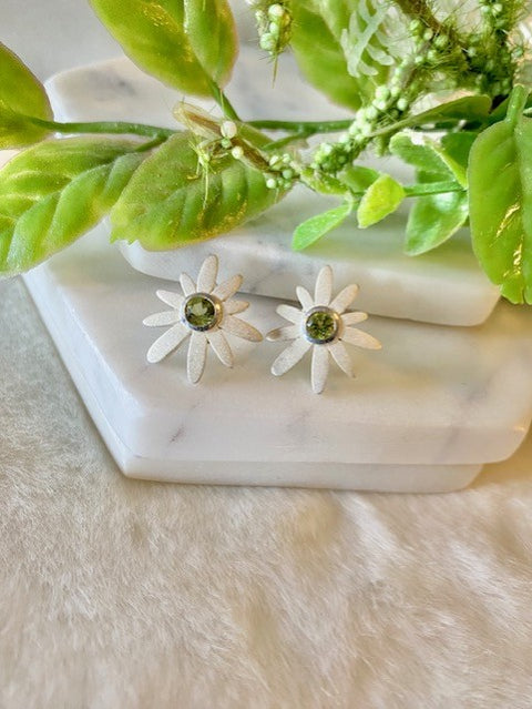 Peridot Flower Earrings