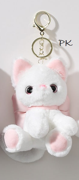 Cat With Bow Bag Charm / Keychain