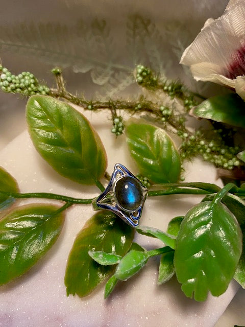 Oval Labradorite In A Diamond Setting