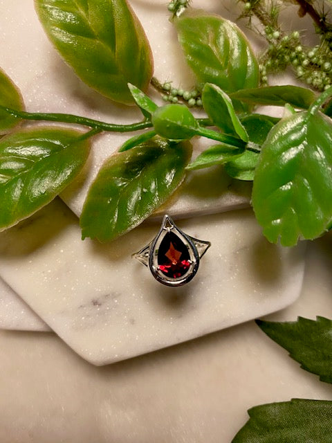 Garnet In Prong Setting