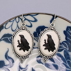 Raven Cameo Earrings