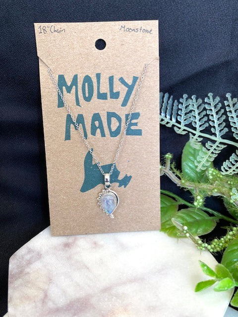 Reverse Moonstone Teardrop Necklace
