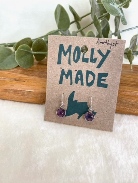 Round Amethyst Earrings