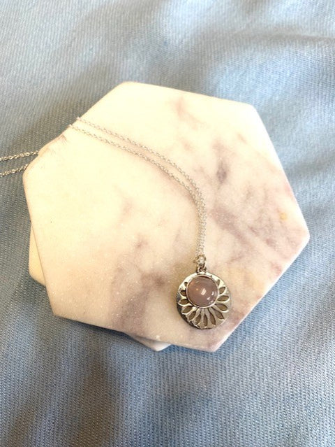 Rose Quartz & Disk Necklace