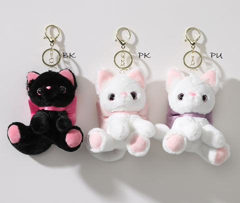 Cat With Bow Bag Charm / Keychain