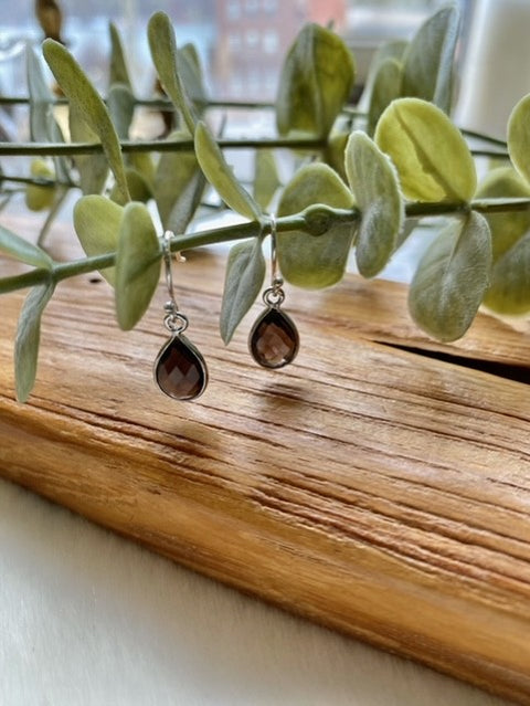 Smokey Quartz Teardrop Earrings