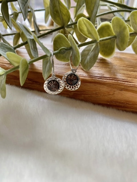 Smokey Quartz & Disk Hoops